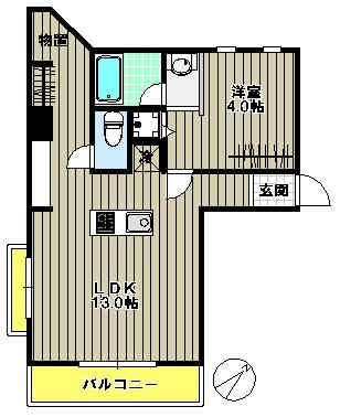 レジデンス高久 5階 1LDKの間取り