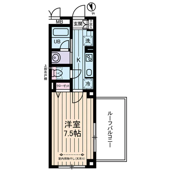 コーポTO 2階 1Kの間取り