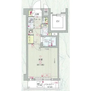 エステムプラザ神楽坂North Residence【エステムプラザ神楽坂ノースレジデンス】 3階 1Kの間取り