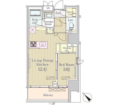 パークアクシス御茶ノ水 7階 1LDKの間取り