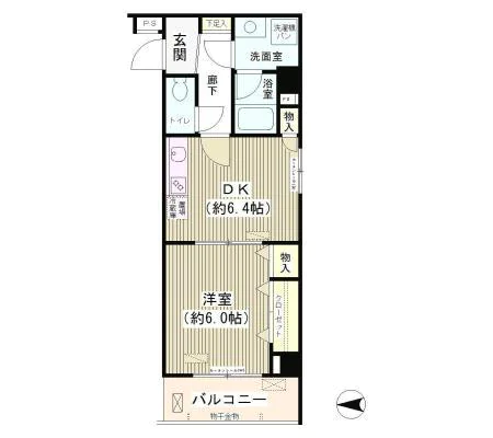 CASA MIA【カーサミーア】 5階 1DKの間取り