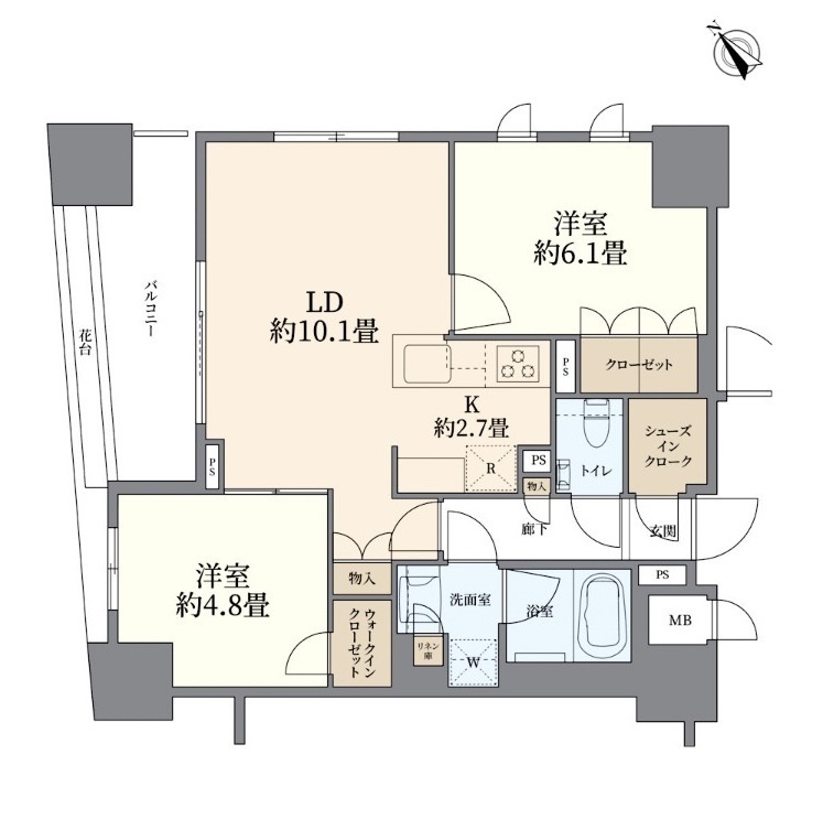 ブランズ文京小石川エアーフロント 501階 2LDKの間取り