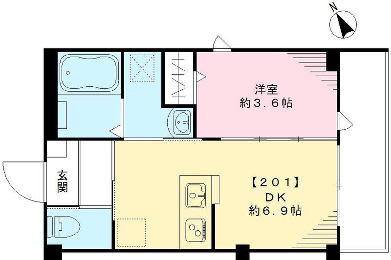 ラシーネ西片 2階 1DKの間取り