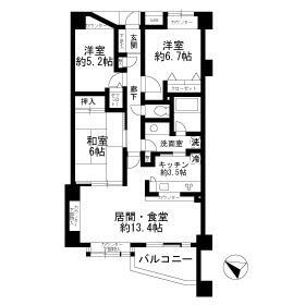 グランツオーベル千石 4階 3LDKの間取り
