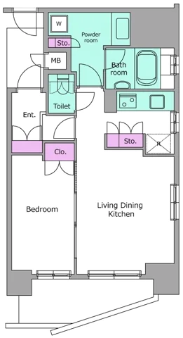 レジディア御茶ノ水 15階 1LDKの間取り