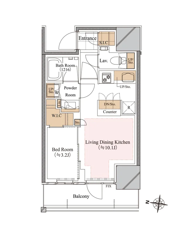 【築浅】ブランシエスタ白山 10階 1LDKの間取り