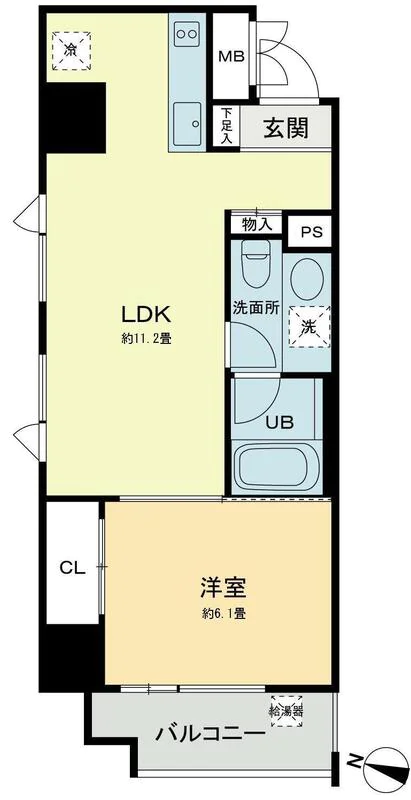 ベルファース本郷弓町 11階 1LDKの間取り