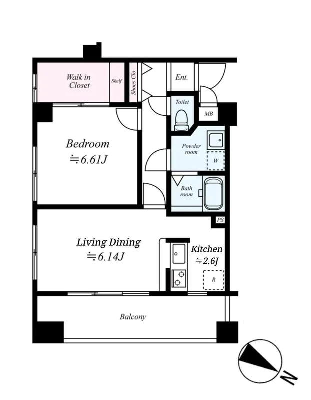 エスコート音羽 5階 1LDKの間取り