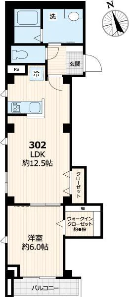 Portofino本郷 3階 1LDKの間取り