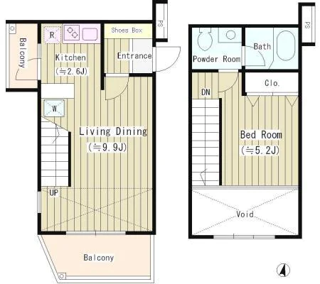 可染館 3階 1LDKの間取り