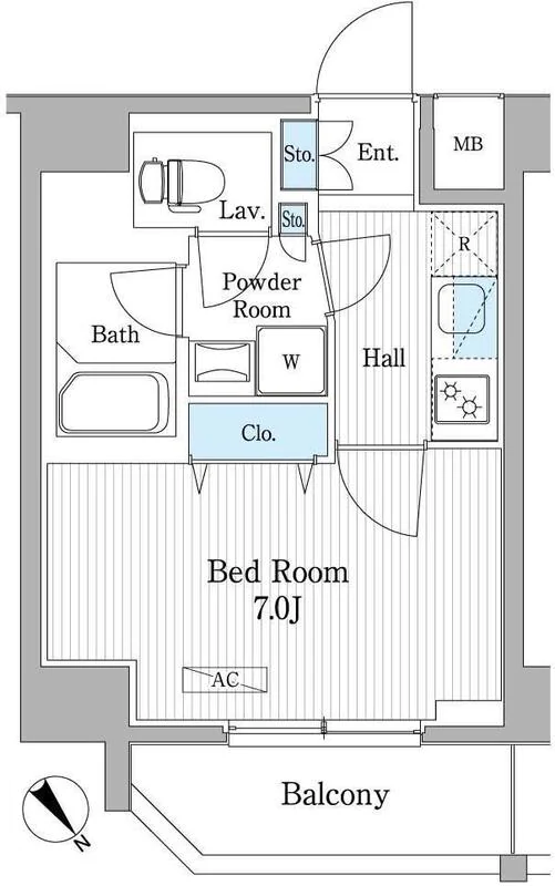 【築浅】パティオスクエア御茶ノ水 8階 1Kの間取り