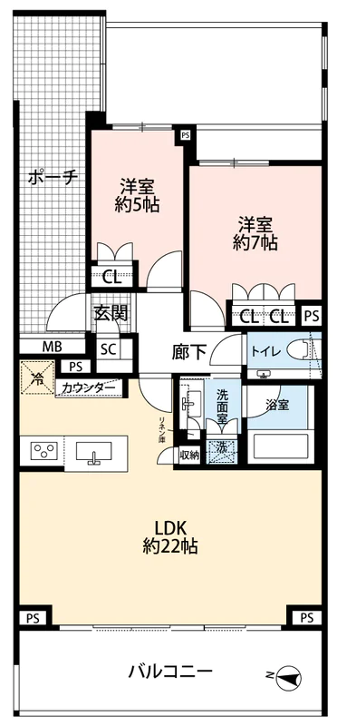 本郷パークハウス ザ・プレミアフォート 13階 2LDKの間取り