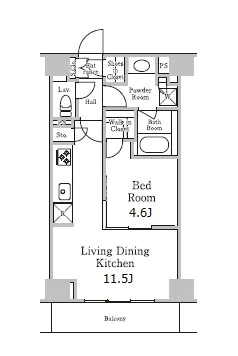 レジディア千駄木 2階 1LDKの間取り