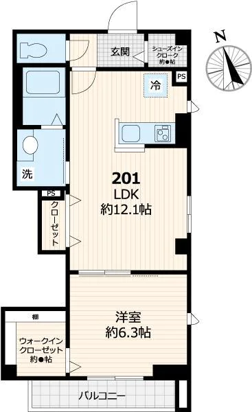 Portofino本郷 2階 1LDKの間取り