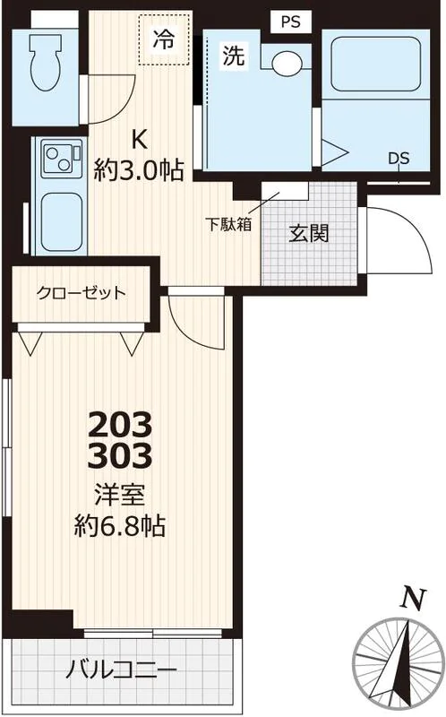 オハナ 3階 1Kの間取り