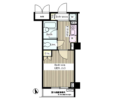 コートブリーズ根津 5階 1Kの間取り