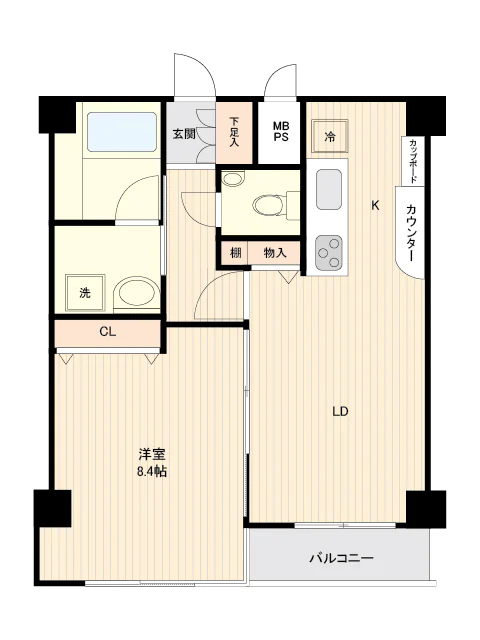 パークスクエア文京千石(旧千石マンション) 4階 1LDKの間取り