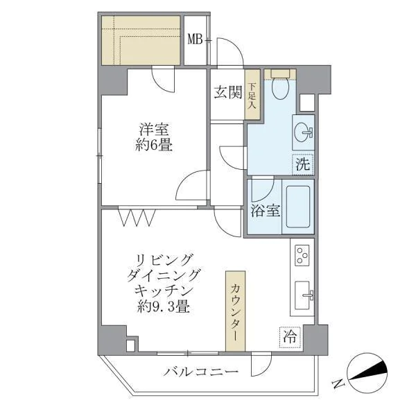 KDXレジデンス文京湯島 11階 1LDKの間取り