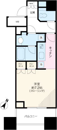 アトラス白山 8階 1Kの間取り