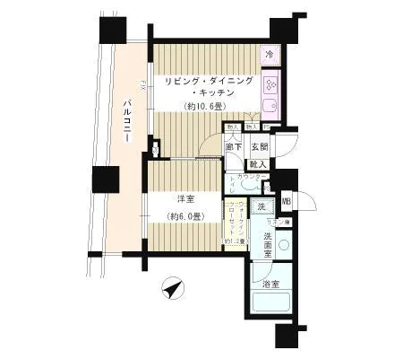 パークホームズ文京千石ステーションプレイス 7階 1LDKの間取り