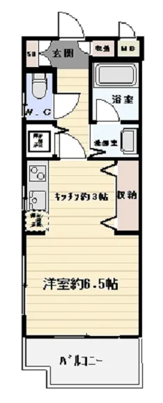 フジヨシ文京千石 3階 1Kの間取り