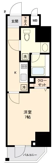 ステージグランデ文京白山 6階 1Kの間取り