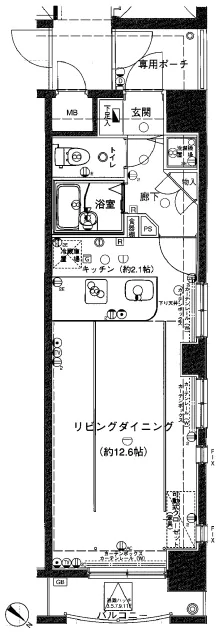 ラグジュアリーアパートメント文京根津 5階 1Rの間取り