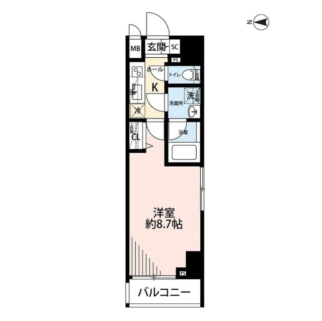 プレール・ドゥーク文京湯島 7階 1Kの間取り