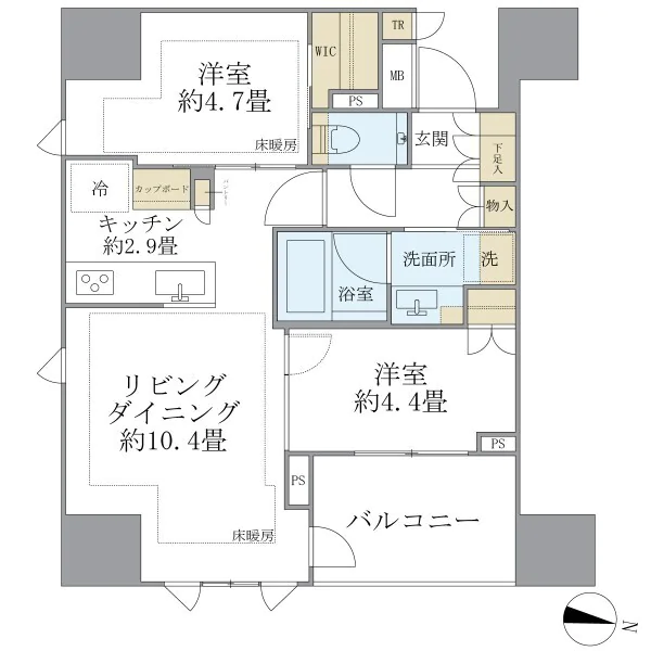 Brillia 本郷 Station Front 10階 2LDKの間取り