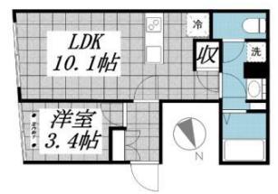 【新築】ＣＲＥＡＬ新宿山吹町 1階 1Kの間取り