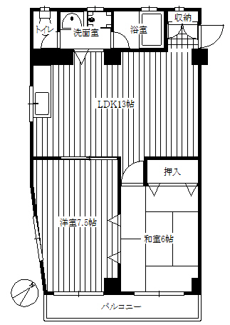 シャルム沢井 1階 2LDKの間取り