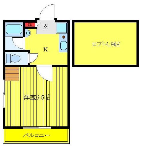 ハイツ大原 2階 1Kの間取り