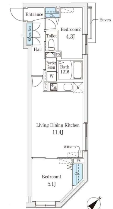 【新築】Aglaia千石（アグライアセンゴク） 2階 2LDKの間取り