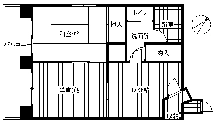 ワセダハウス 7階 2DKの間取り