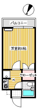蓬莱館 2階 1Kの間取り