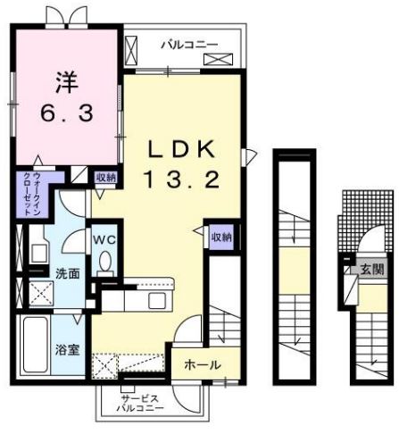 【新築】カルム小日向 3階 1LDKの間取り