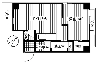 ワセダハウス 5階 1LDKの間取り