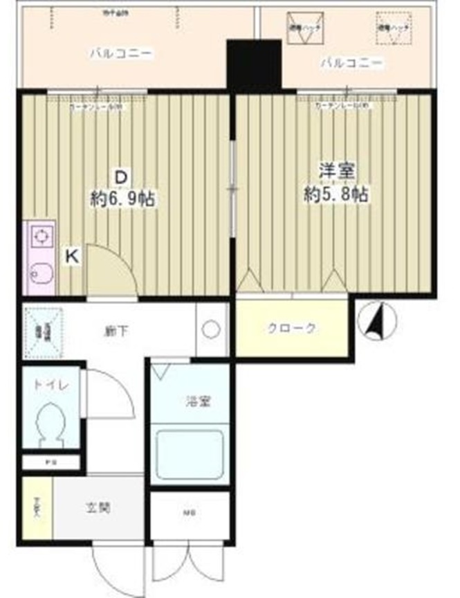 エスタシオン西新宿 8階 1DKの間取り