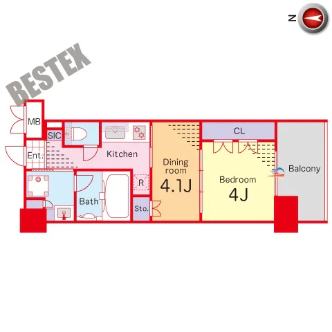 レジディア文京本郷 5階 1DKの間取り