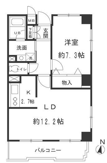 パラシオ文京 5階 1LDKの間取り