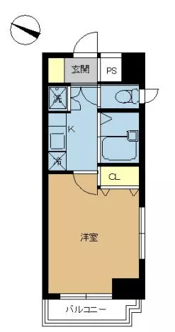 スカイコート後楽園壱番館 7階 1Kの間取り