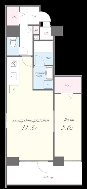 アヴェニールホンゴウ 8階 1LDKの間取り