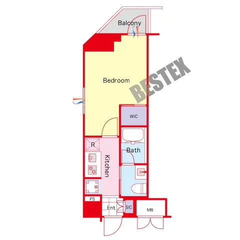 ハーモニーレジデンス神楽坂 1階 1Kの間取り