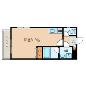 パーシモン千石 5階 1Rの間取り
