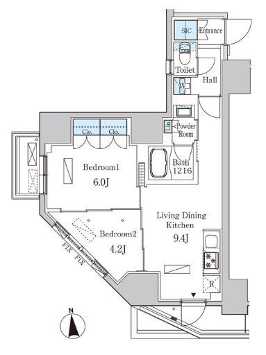 【新築】ライオンズフォーシア神田須田町 3階 2LDKの間取り