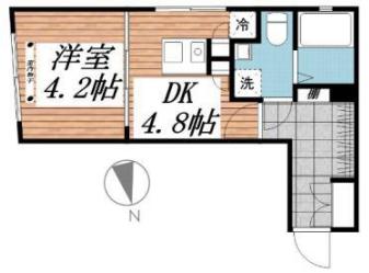 【新築】ＣＲＥＡＬ新宿山吹町 2階 1DKの間取り