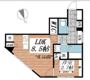 【新築】ＣＲＥＡＬ新宿山吹町 2階 1LDKの間取り