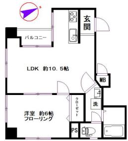 GSハイム御茶ノ水 6階 1Kの間取り