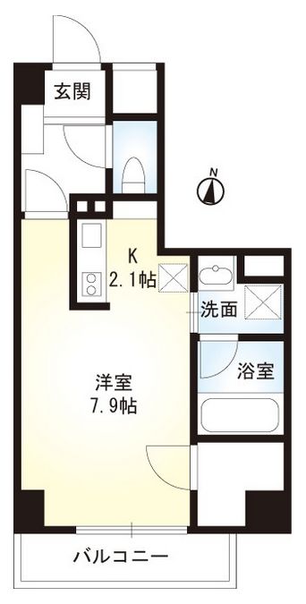 グリューネ白山 3階 1Rの間取り