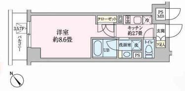 プライマル千石（旧ハイライフ文京千石） 10階 1Kの間取り